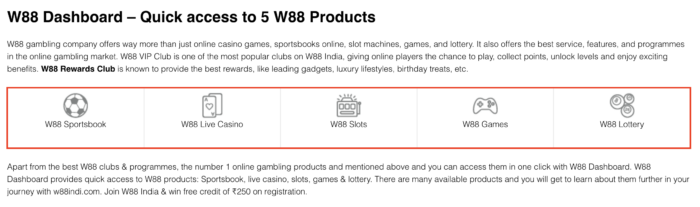 W88 Dashboard